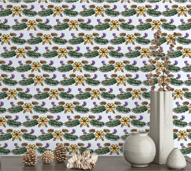 3D Hand Drawn Leaf Floral Wall Mural Wallpaper LQH 28- Jess Art Decoration