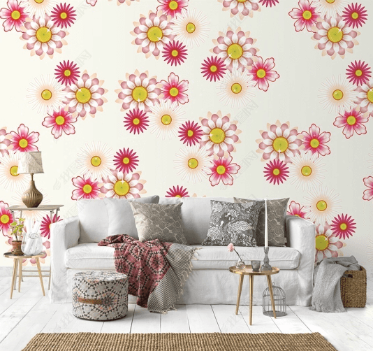 3D Hand Drawn Pink Floral Wall Mural Wallpaper LQH 73- Jess Art Decoration