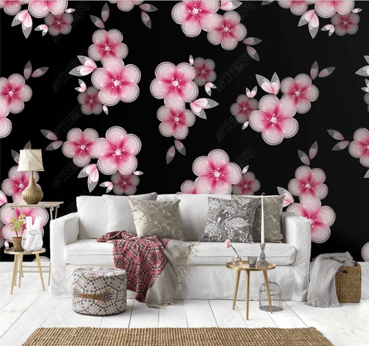 3D Watercolor Cherry Blossom Wall Mural Wallpaper LQH 101- Jess Art Decoration