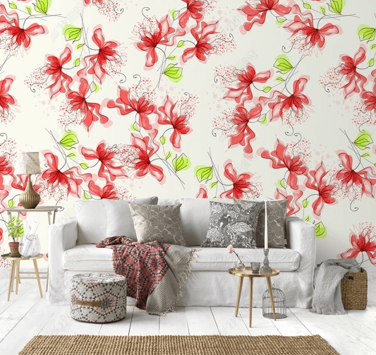 3D Watercolor Pink Floral Wall Mural Wallpaper LQH 76- Jess Art Decoration