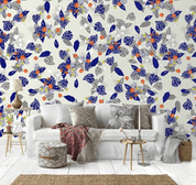 3D Tropical Blue Grey Leaves Wall Mural Wallpaper LQH 99- Jess Art Decoration