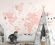3D Pink Marine Animals Map World Wall Mural Wallpaper SWW4751- Jess Art Decoration