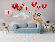 3D Hand-painted Cartoon Bear Love Wall Mural Wallpaper SWW4769- Jess Art Decoration