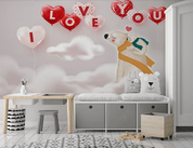 3D Hand-painted Cartoon Bear Love Wall Mural Wallpaper SWW4769- Jess Art Decoration