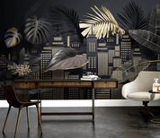 3D Hand Drawn City Building Leaf Wall Mural Wallpaper LQH 210- Jess Art Decoration