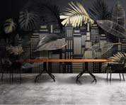 3D Hand Drawn City Building Leaf Wall Mural Wallpaper LQH 210- Jess Art Decoration