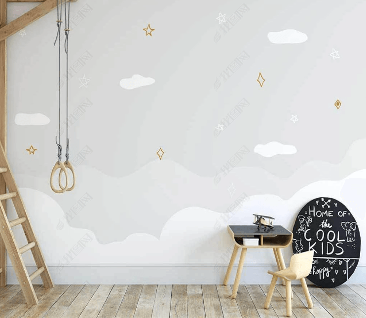 3D Cartoon Gray Space Moon Planet Cloud Wall Mural Wallpaper LQH 352- Jess Art Decoration