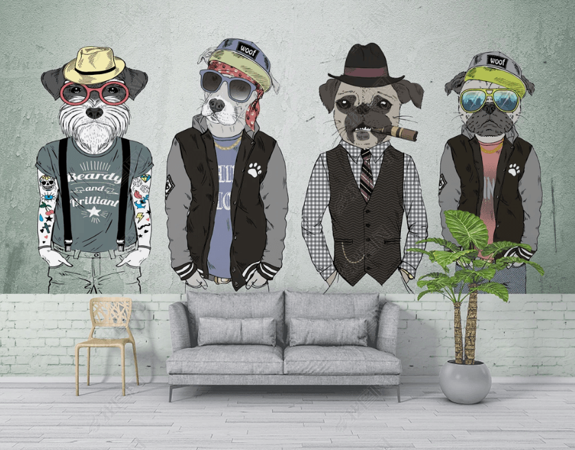 3D Cartoon Animal Dog Mr. Wall Mural Wallpaper LQH 61- Jess Art Decoration