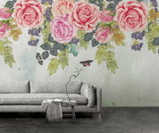 3D Hand Drawn Pink Floral Butterfly Wall Mural Wallpaper LQH 78- Jess Art Decoration