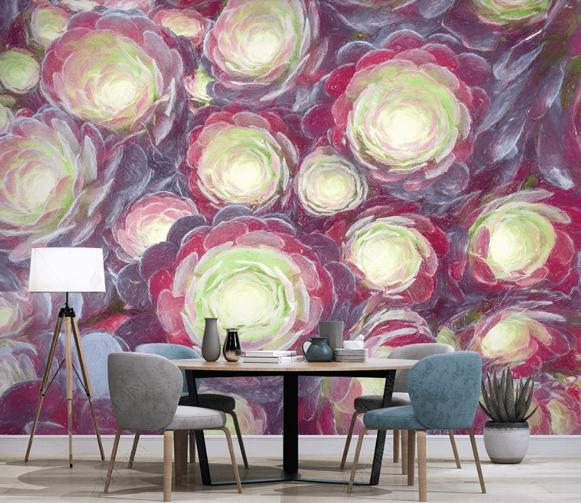 3D Hand Drawn Succulent Plant Wall Mural Wallpaper LQH 4- Jess Art Decoration