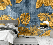 3D Hand Drawn Golden Leaf Wall Mural Wallpaper LQH 22- Jess Art Decoration