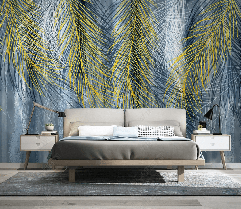 3D Hand Drawn Feather Texture Wall Mural Wallpaper LQH 29- Jess Art Decoration