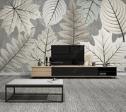 3D Hand Drawn Gray Leaf Texture Wall Mural Wallpaper LQH 40- Jess Art Decoration
