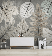 3D Hand Drawn Gray Leaf Texture Wall Mural Wallpaper LQH 40- Jess Art Decoration