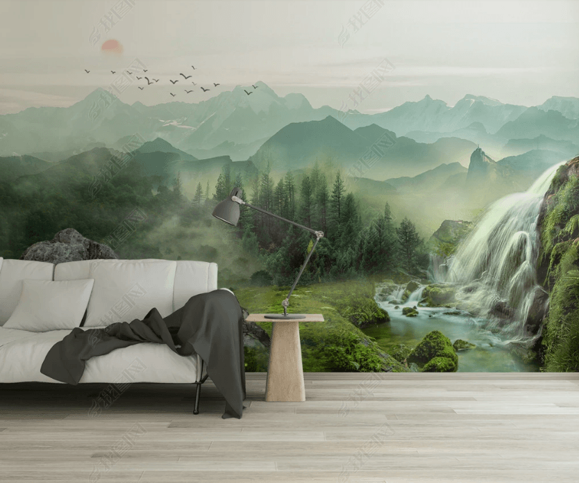 3D Mountain Forest River Landscape Wall Mural Wallpaper LQH 121- Jess Art Decoration