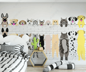 3D Cartoon Cute Animal Dog Wall Mural Wallpaper LQH 126- Jess Art Decoration