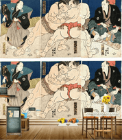 3D Japanese Sumo Wall Mural Wallpaper LQH 290- Jess Art Decoration