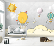 3D Carton Balloon Mountain Wall Mural Wallpaper SWW 147- Jess Art Decoration