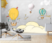 3D Carton Balloon Mountain Wall Mural Wallpaper SWW 147- Jess Art Decoration