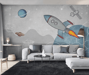 3D Hand Drawn Space Stars Planet Spaceship Rocket Satellite Wall Mural Wallpaper LLL 2791- Jess Art Decoration