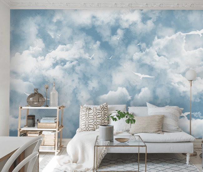 3D Sky Clouds Seagull Wall Mural Wallpaper SWW  211- Jess Art Decoration