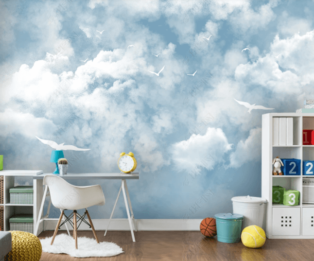 3D Sky Clouds Seagull Wall Mural Wallpaper SWW  211- Jess Art Decoration