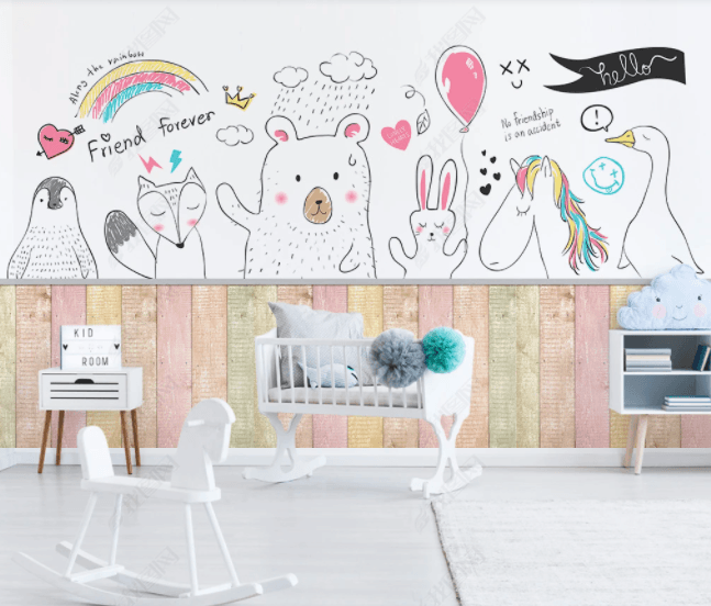 3D Cartoon Animal Wall Mural Wallpaper SWW 234- Jess Art Decoration
