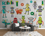 3D Cartoon Robot Wall Mural Wallpaper  SWW 78- Jess Art Decoration