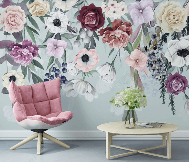 3D Watercolor Vintage Floral Wall Mural Wallpaper SWW 100- Jess Art Decoration