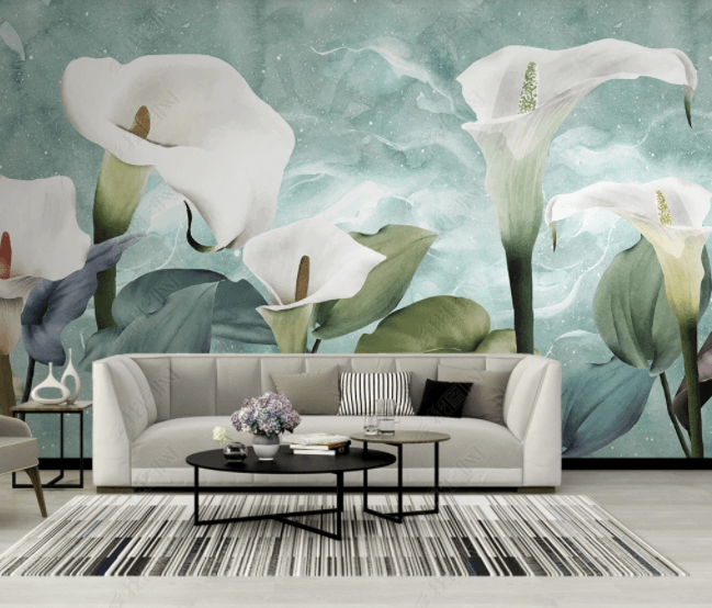 3D Watercolor Calla Lily Wall Mural Wallpaper SWW 212- Jess Art Decoration
