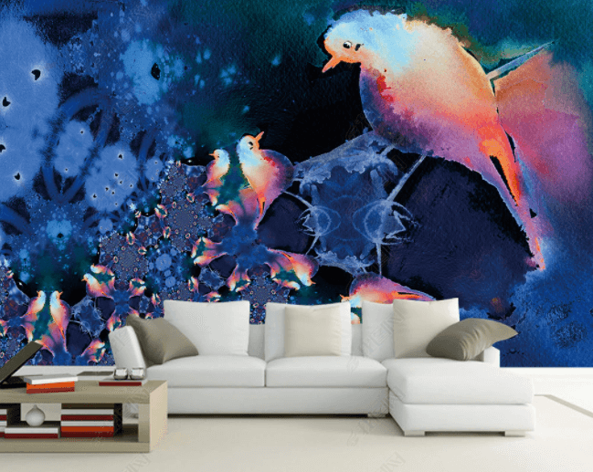 3D Watercolor Night Birds Wall Mural Wallpaper SWW 110- Jess Art Decoration