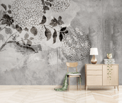 3D Ink Cement Texture Floral Hydrangea Wall Mural Wallpaper LLL 2580- Jess Art Decoration