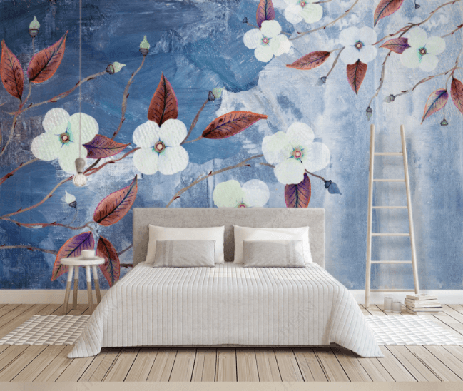 3D Oil Painting White Floral Wall Mural Wallpaper SWW 265- Jess Art Decoration