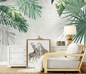 3D Tropical Palm Plant Leaf Butterfly Wall Mural Wallpaper GD 4309- Jess Art Decoration
