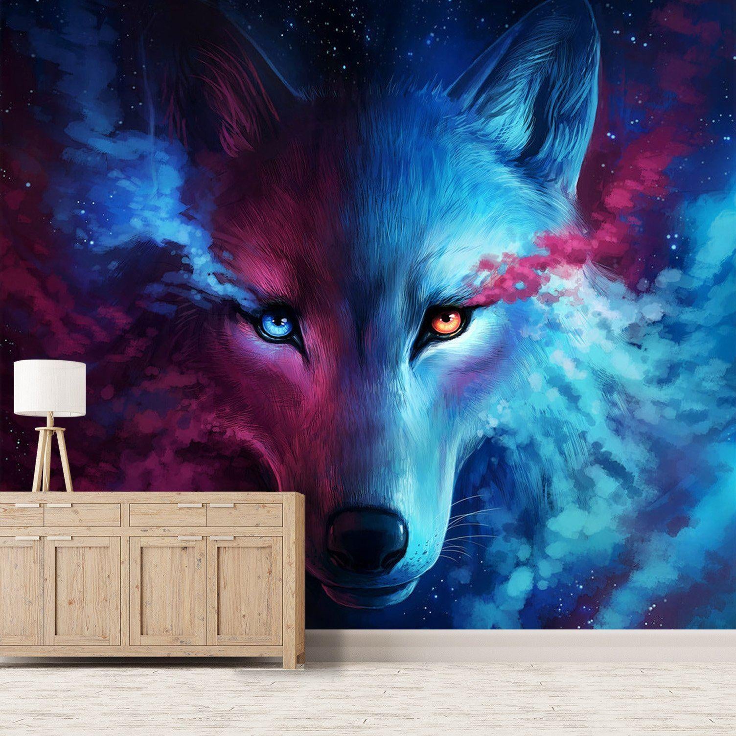3D blue wolf 062 wall murals- Jess Art Decoration