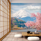 3D sakura snow mountain wall mural wallpaper 8- Jess Art Decoration