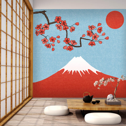 3D cartoon mount fuji wall mural  Wallpaper 31- Jess Art Decoration