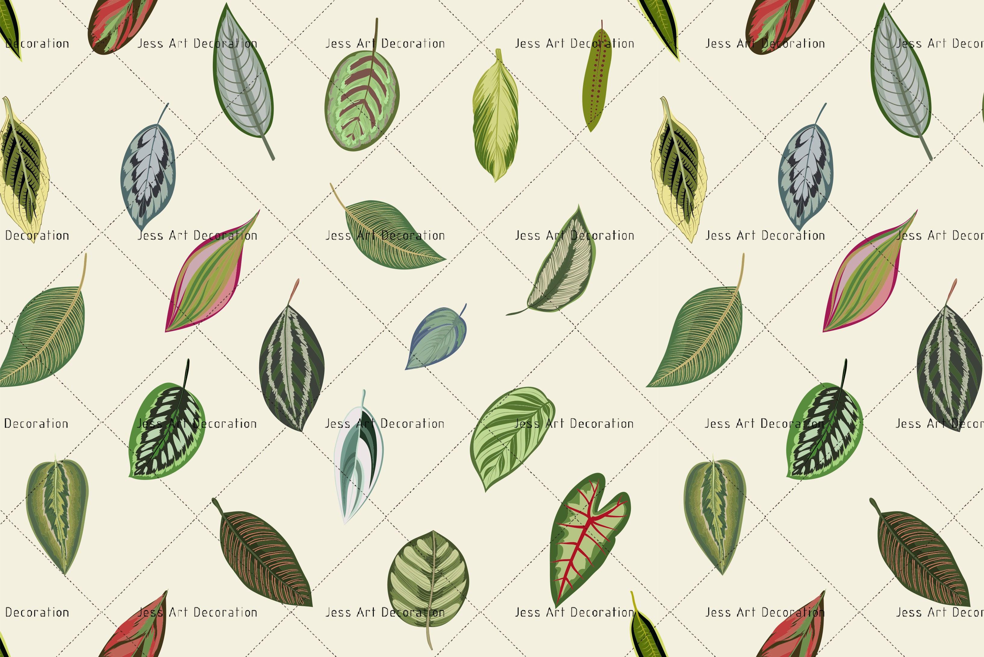 3D Cartoon Leaves Pattern Wall Mural Wallpaper 69- Jess Art Decoration