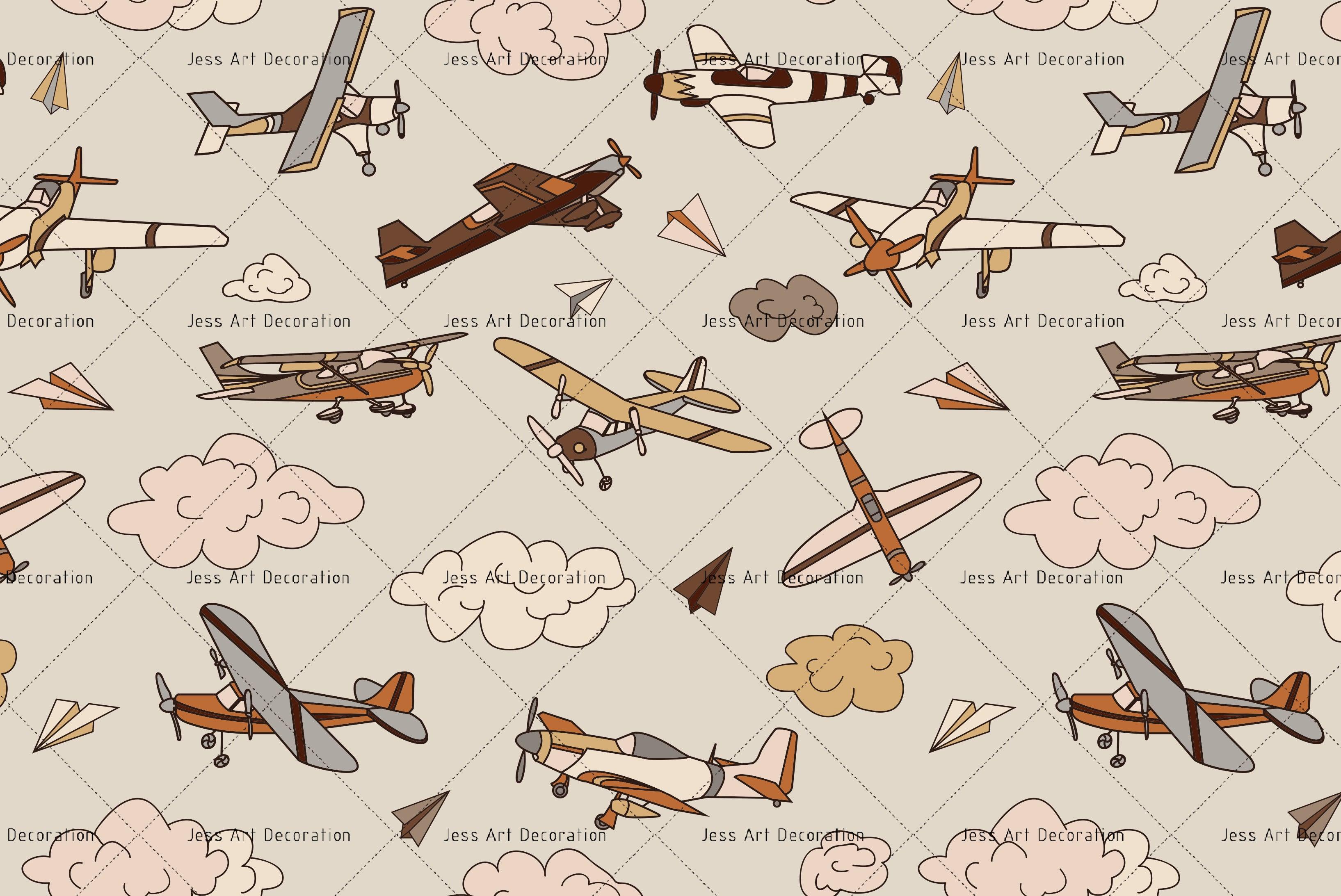 3D Cartoon Airplane Cloud Wall Mural Wallpaper 71- Jess Art Decoration