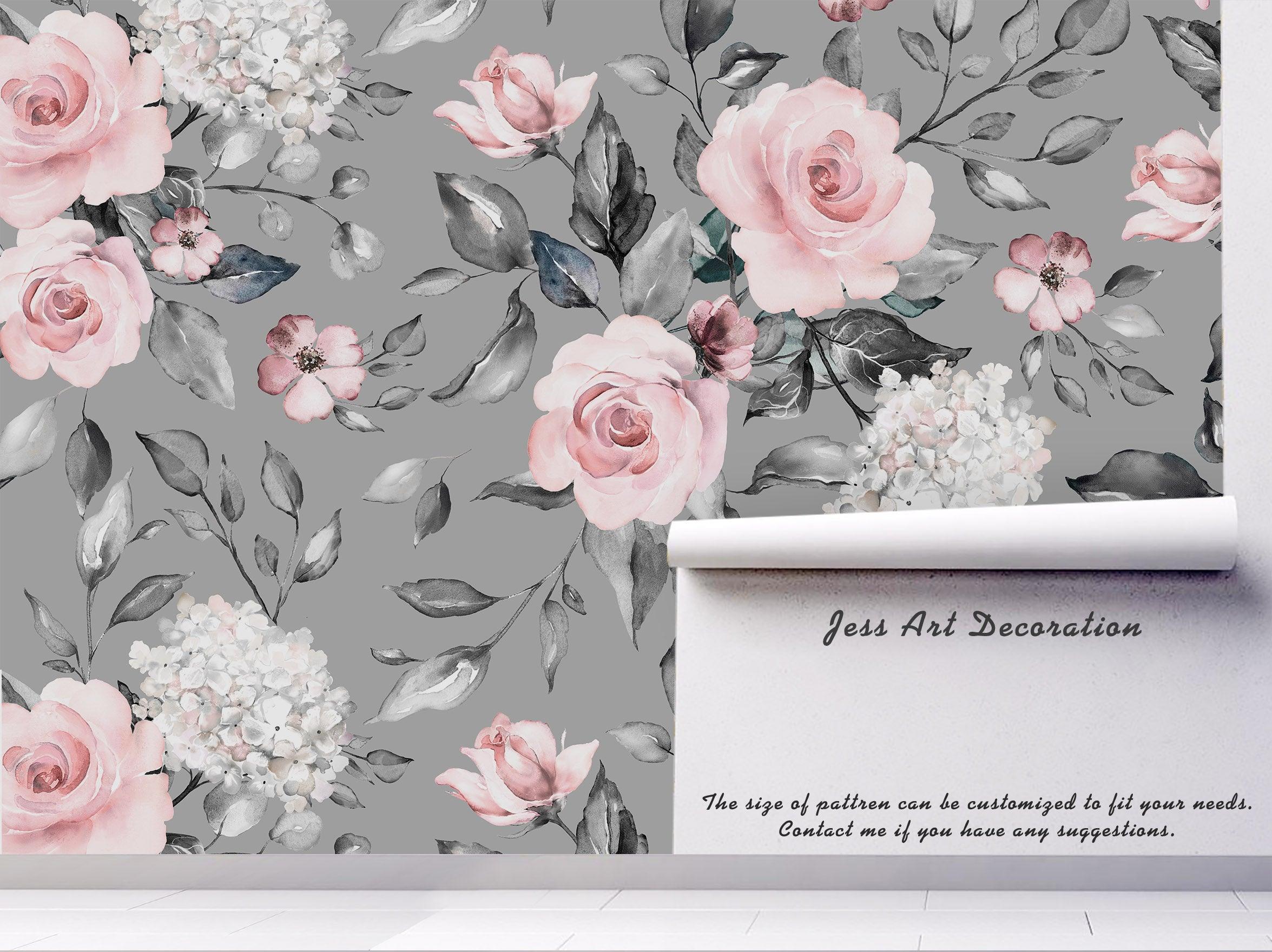 3D Watercolor Pink Floral Wall Mural Wallpaper 79 LQH- Jess Art Decoration