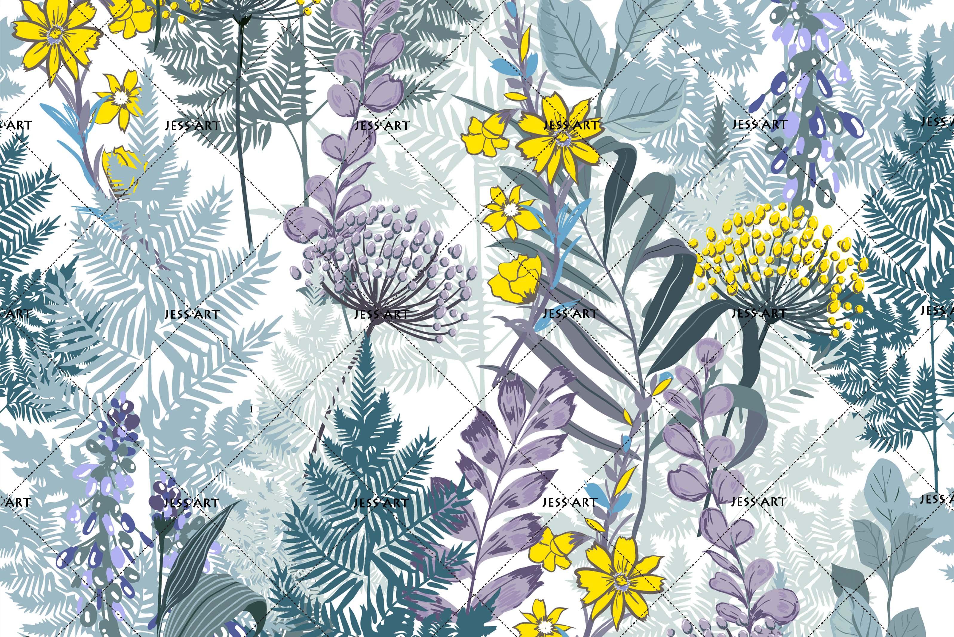 3D Purple Leaves Yellow Flowers Wall Mural Wallpaper 151- Jess Art Decoration