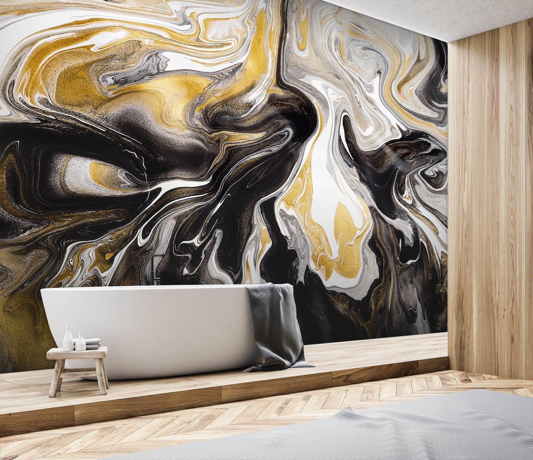 3D Black Abstract Painting 51 Wall Murals