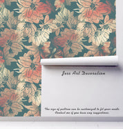 3D Retro Flower Green Wall Mural Wallpaper 43- Jess Art Decoration