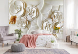 3D Embossed White Flower 145 Wall Murals