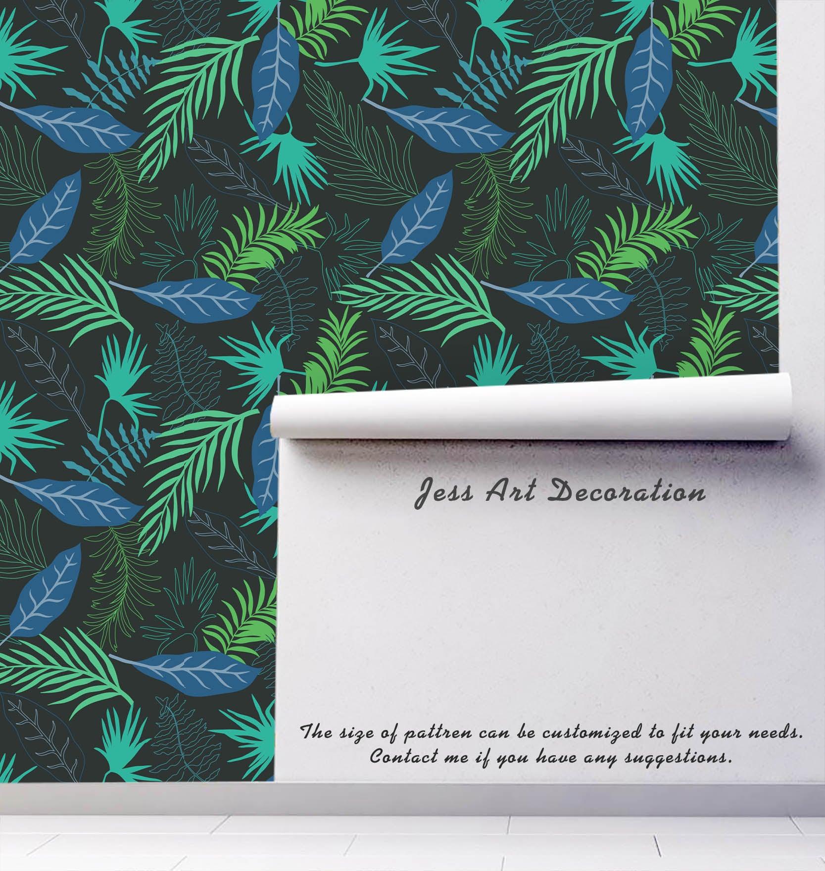 3D Green Blue Leaves Wall Mural Wallpaper 57- Jess Art Decoration