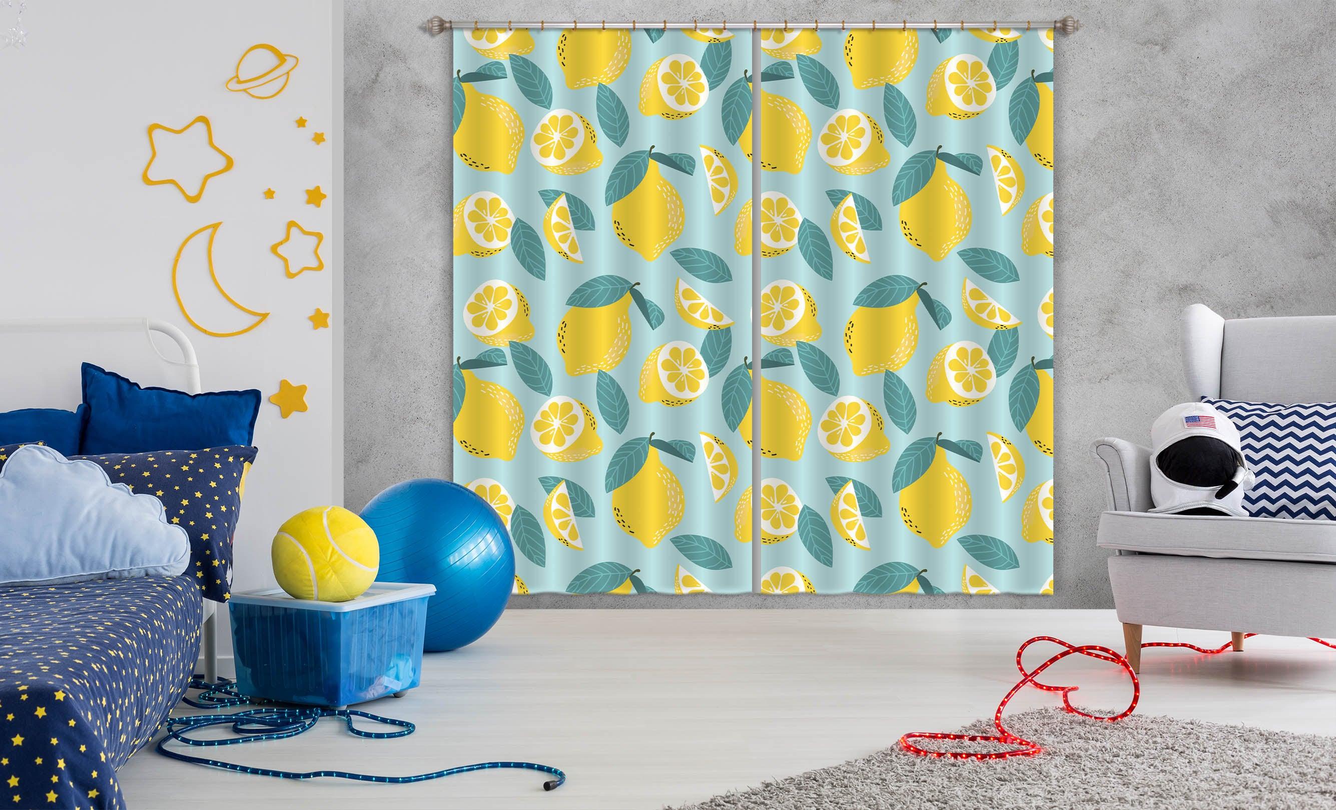 3D Yellow Lemon Curtains and Drapes LQH A816- Jess Art Decoration
