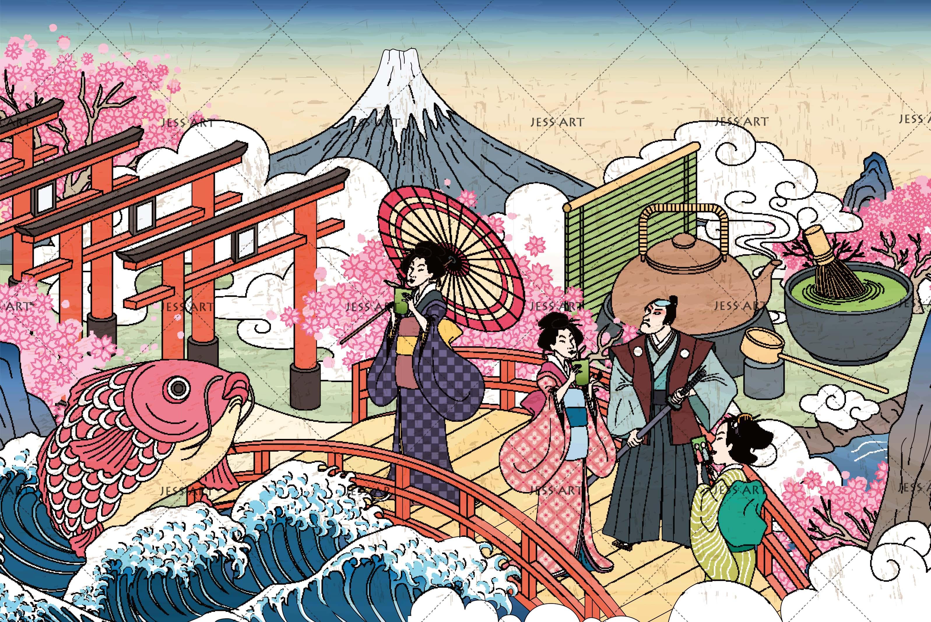 3D Japanese Cartoon Fujiyama Wall Mural Wallpaper 113- Jess Art Decoration