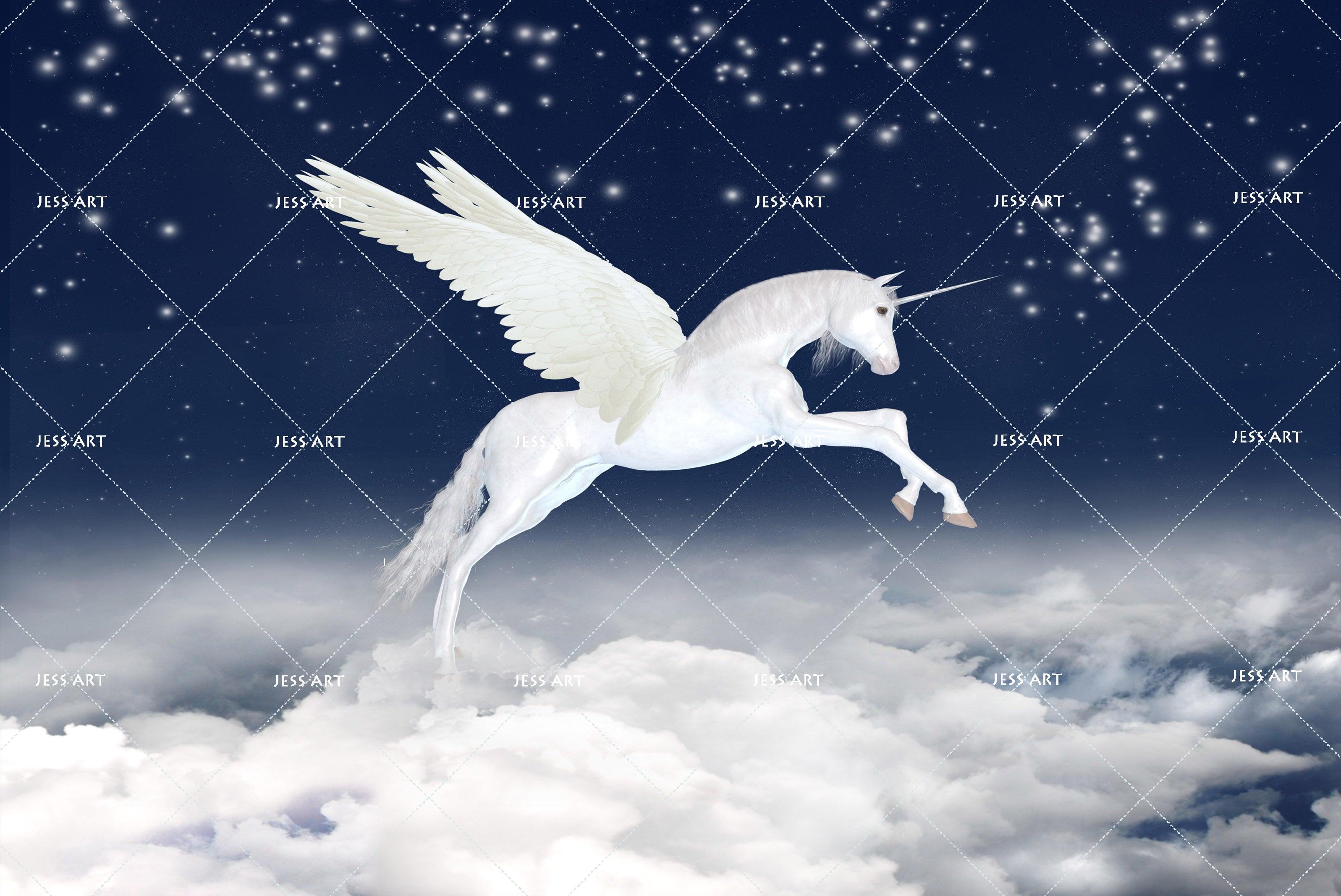 3D Blue Sky Flying Horse Wall Mural Wallpaper 141- Jess Art Decoration