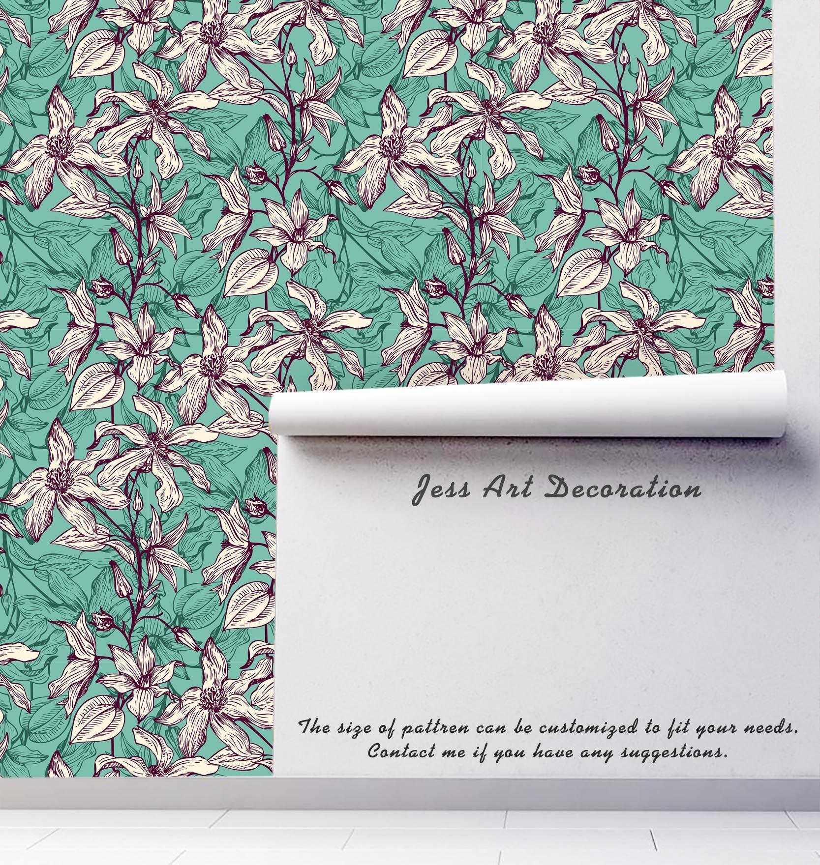 3D Green Flower Pattern Wall Mural Wallpaper 46- Jess Art Decoration