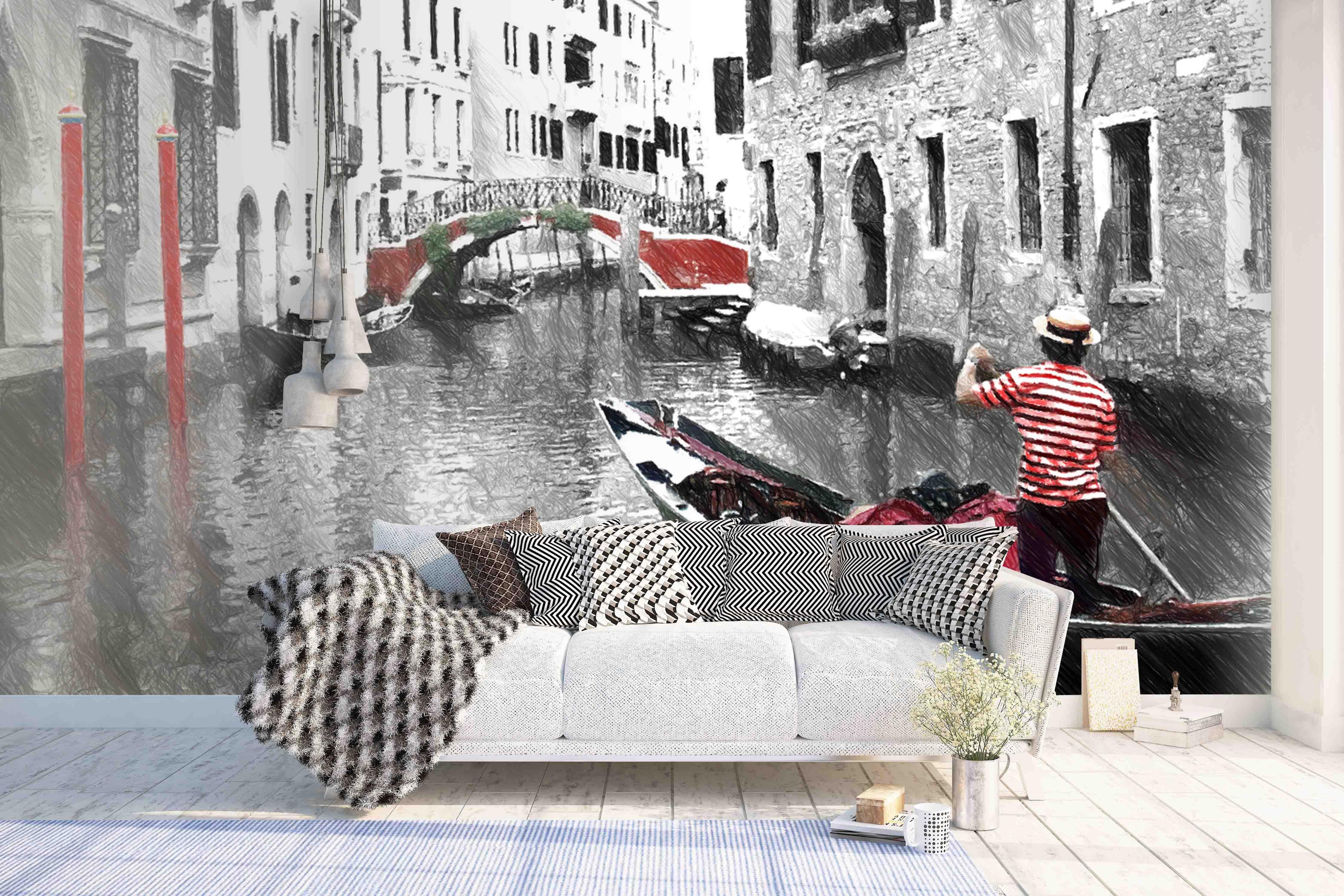 3D Black White Water City Wall Mural Wallpaper 9- Jess Art Decoration